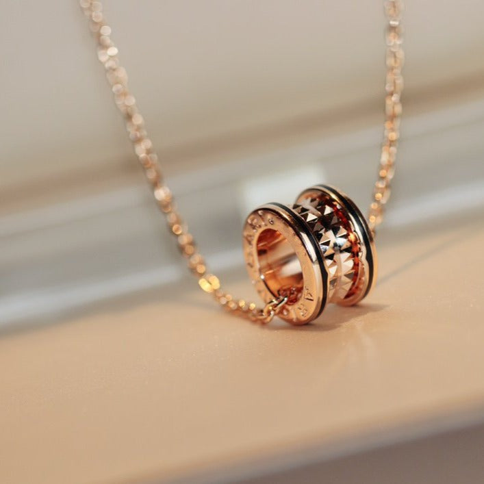 [valéa jewellery]ZERO 1 ROCK PEDANT PINK GOLD BLACK NECKLACE