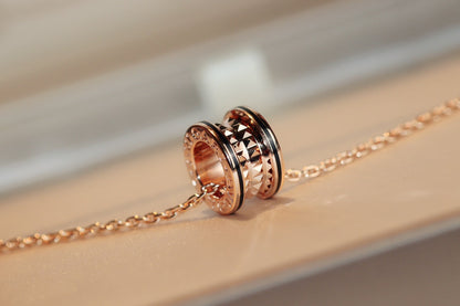 [valéa jewellery]ZERO 1 ROCK PEDANT PINK GOLD BLACK NECKLACE