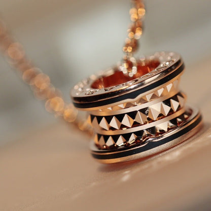 [valéa jewellery]ZERO 1 ROCK PEDANT PINK GOLD BLACK NECKLACE